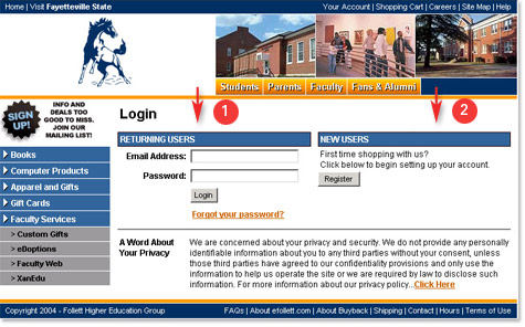 login screen