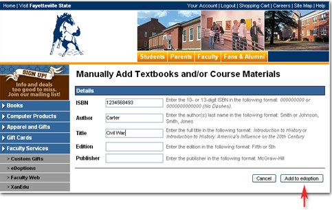 manually add textbooks or course materials