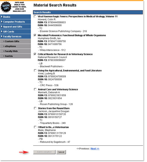 materials search results