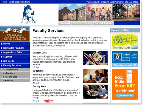 faculty services screen